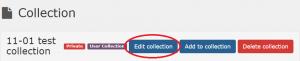 collection landing page with "edit collection" button circled in red