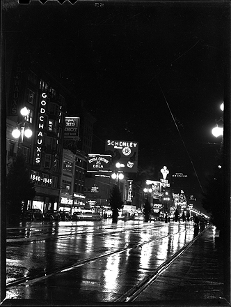 Canal Street at night, New Orleans, 1945
