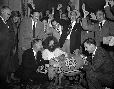 Group gathered for Nov. 1949 UNC-Notre Dame football game