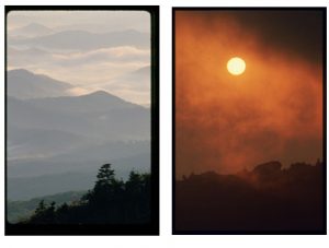 Two sunrise/sunset images, circa 1980s-1990s