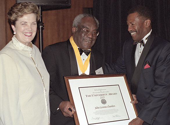 Julius L. Chambers receiving The University Award