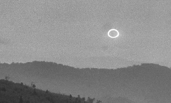 Detail from a negative made by Hugh Morton during the September 1, 1951 annular eclipse from Grandfather Mountain.