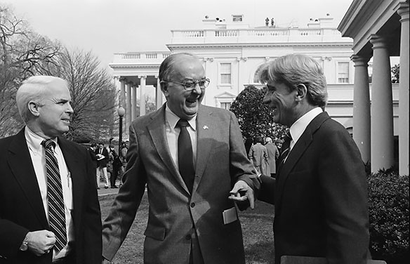 United States Senators John McCain, Jesse Helm, and John Warner.