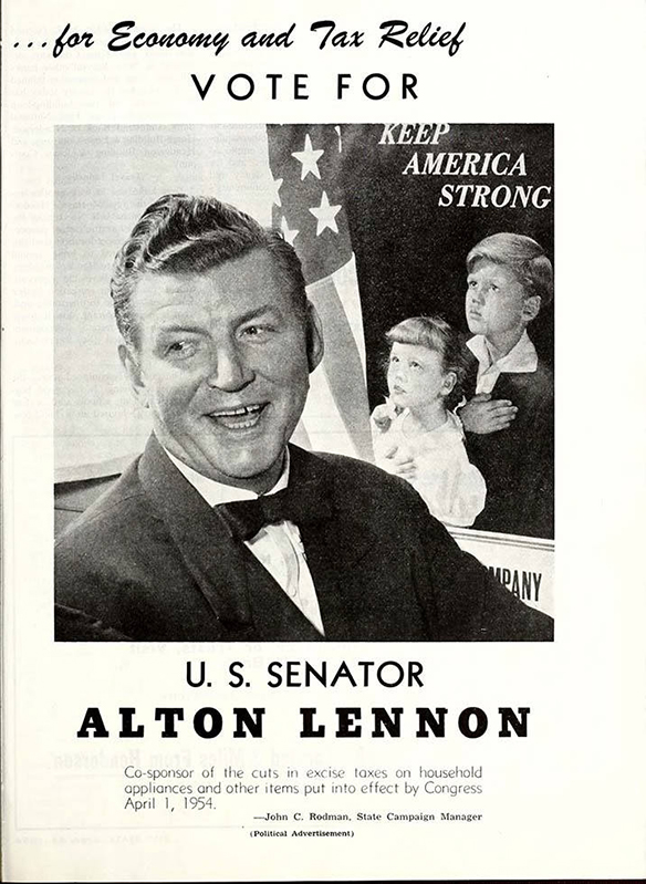 Alton Lennon political advertisement published in The State