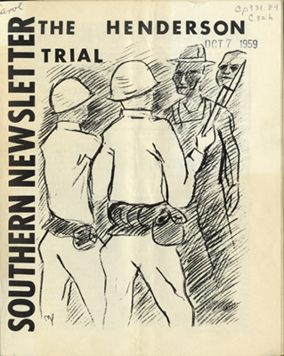 Cover of Southern Newsletter featuring article on Henderson Strike and Trial