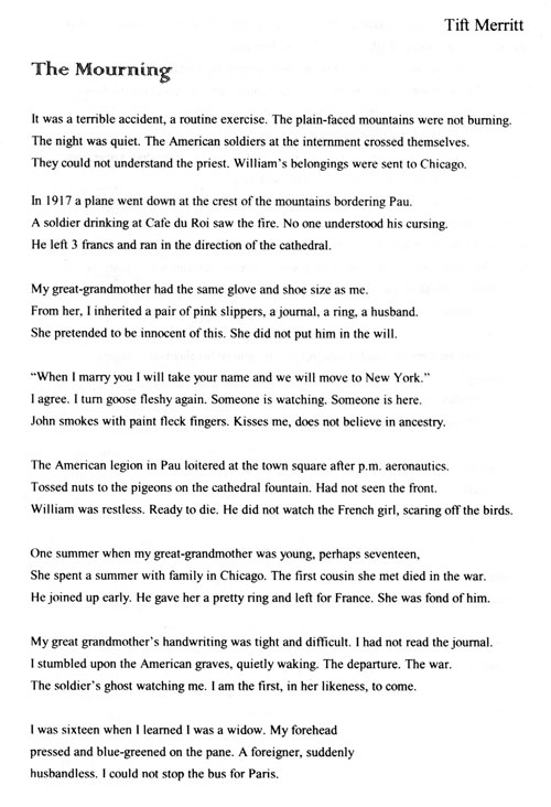 Tift Merritt poem "The Mourning"