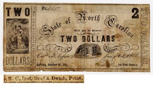 front of note