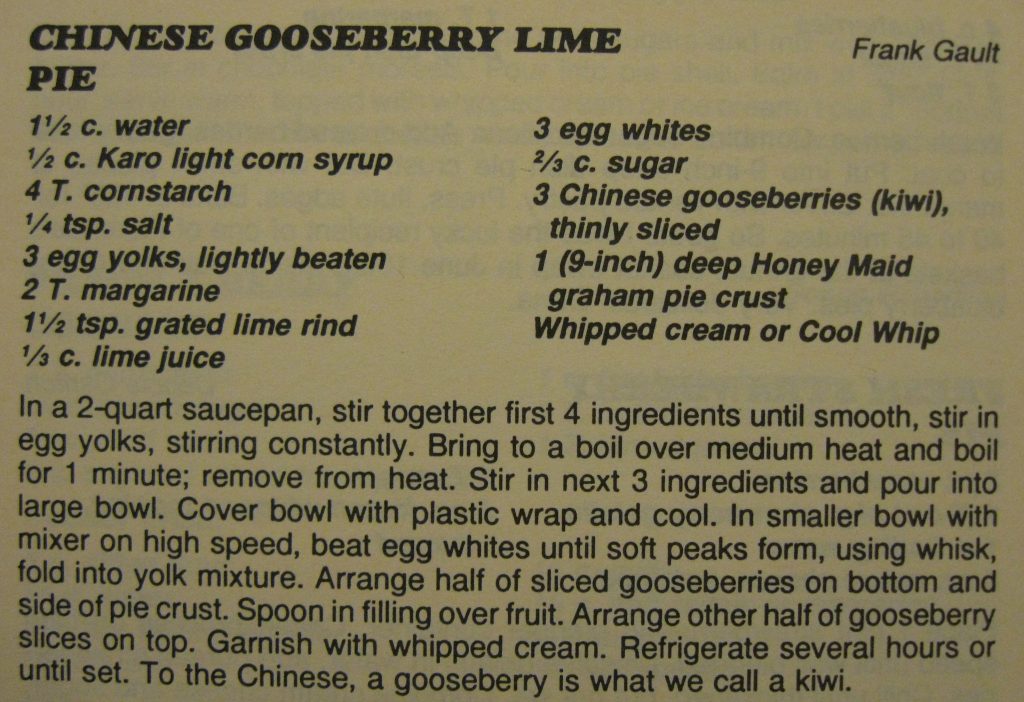 chinese gooseberry lime pie - Columbus County Cookbook II