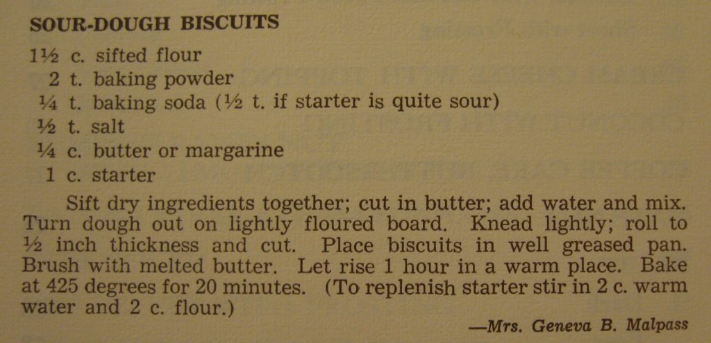 sour-dough biscuits - Historic Moores Creek Cook Book