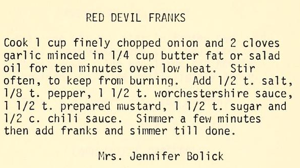 USE Red Devil Franks-Favorite Recipies Blowing Rock