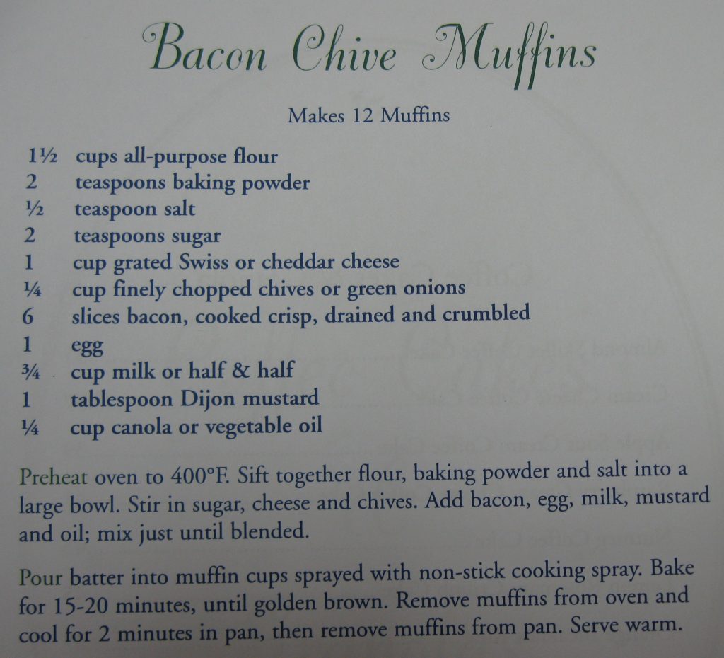 USED 8-30-13 Bacon Chive Muffins-North Carolina Bed&Breakfast Cookbook