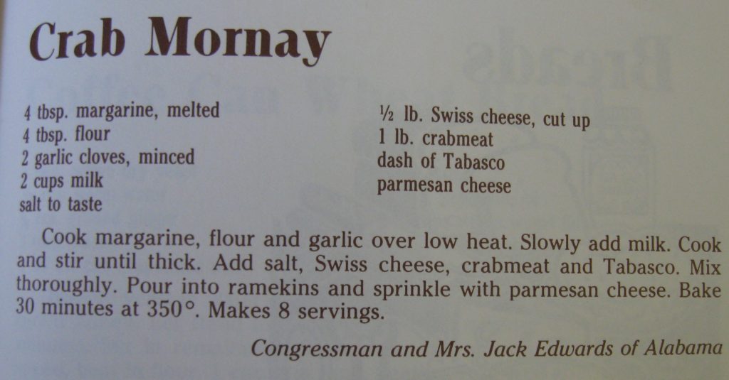 Crab Mornay - Congressional Cook Book