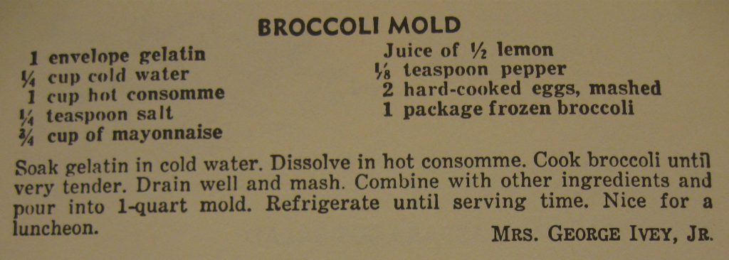 Broccoli Mold - The Charlotte Cookbook