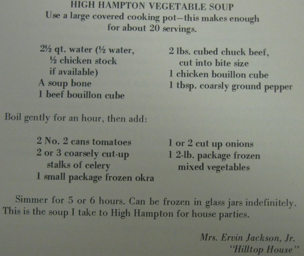 High Hampton vegetable soup - High Hampton Hospitality