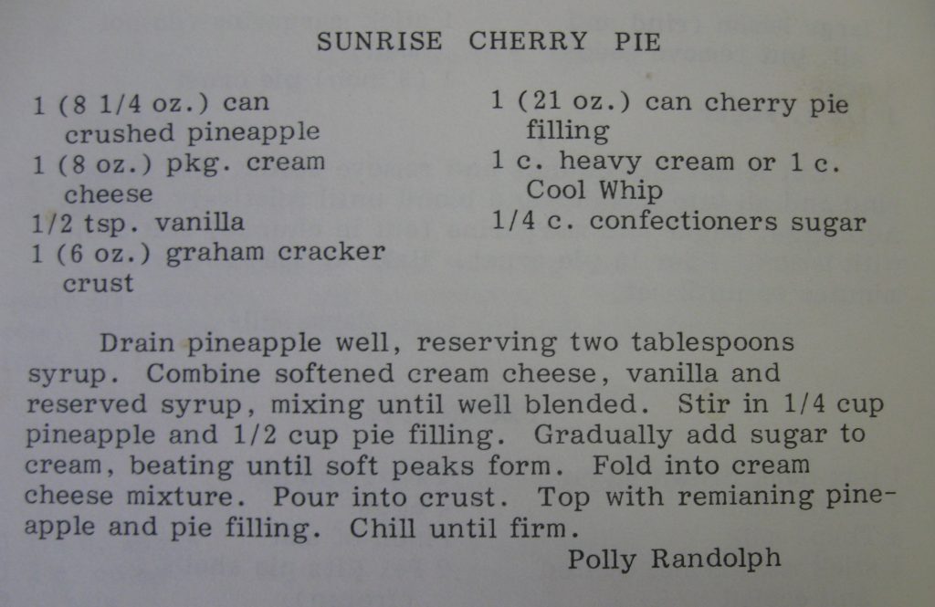Sunrise Cherry Pie - What's Cookin' in 1822