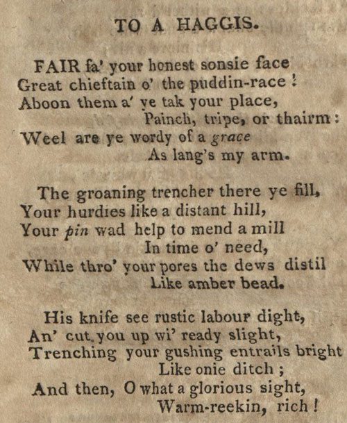 Stanzas from Burns' "To a Haggis"