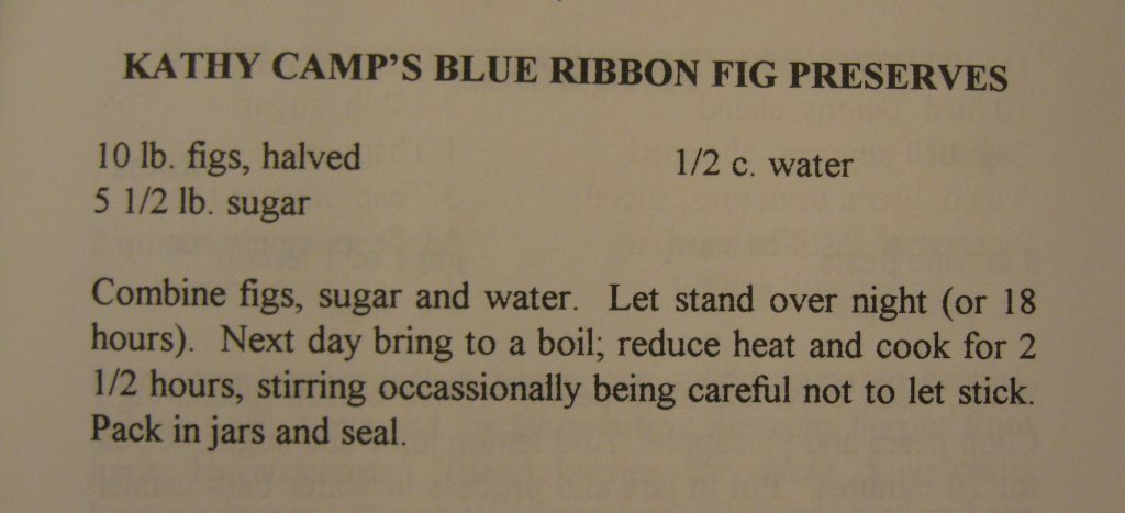 USE Kathy Camp's Blue Ribbon Fig Preserves - Red's Cook Book