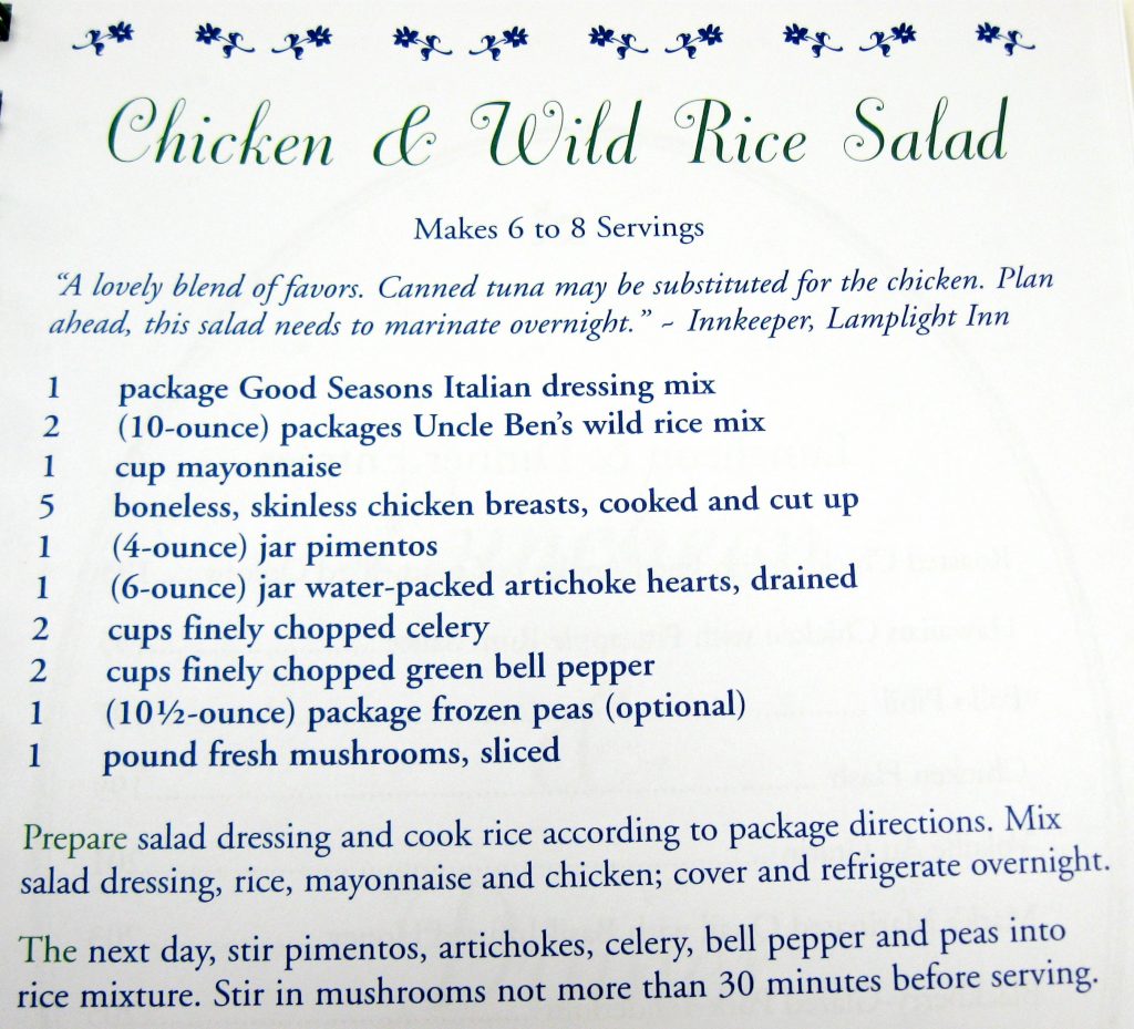 Chicken and Wild Rice Salad - North Carolina Bed&Breakfast Cookbook