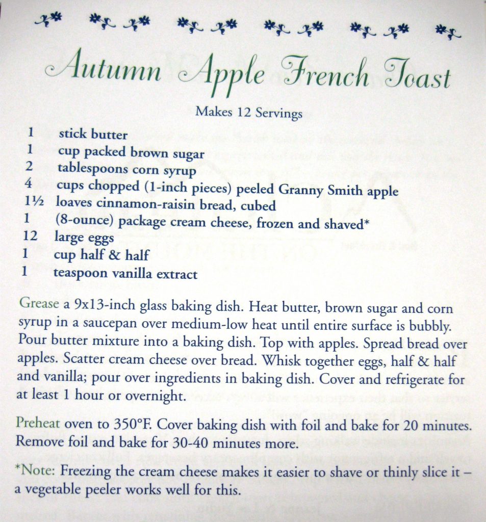 Autumn Apple French Toast - North Carolina Bed & Breakfast Cookbook