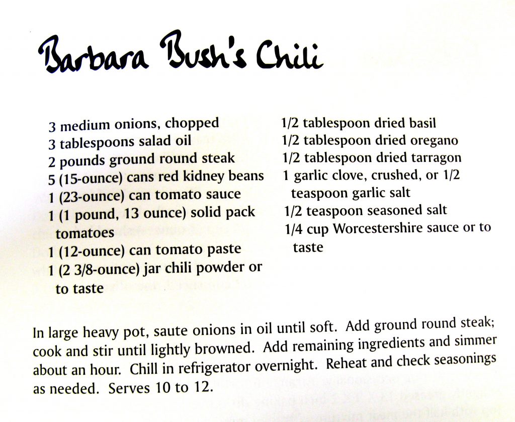 Barbara Bush's Chili - Supper's at Six