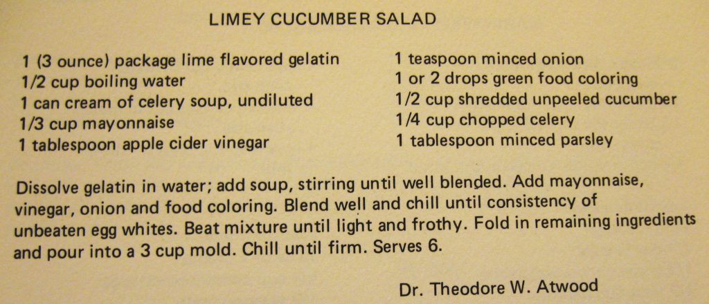 Limey Cucumber Salad - Classic Cookbook of Duke Hospital