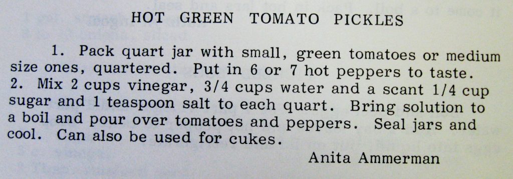 Hot Green Tomato Pickles - What's Cookin' in 1822