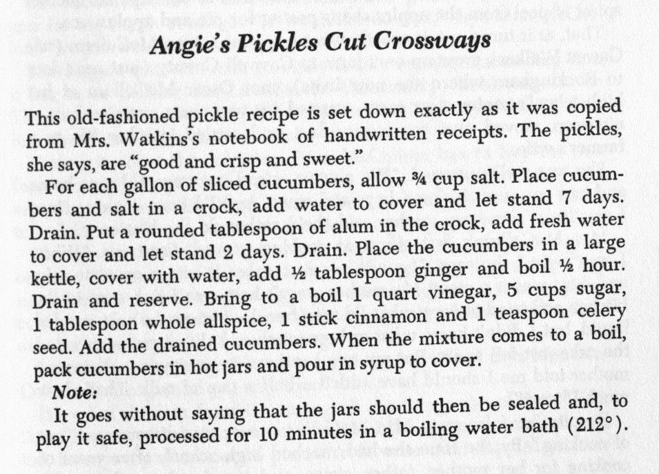 USED 11-15 response Angie's Pickles Cut Crossways - The Grass Roots Cookbook
