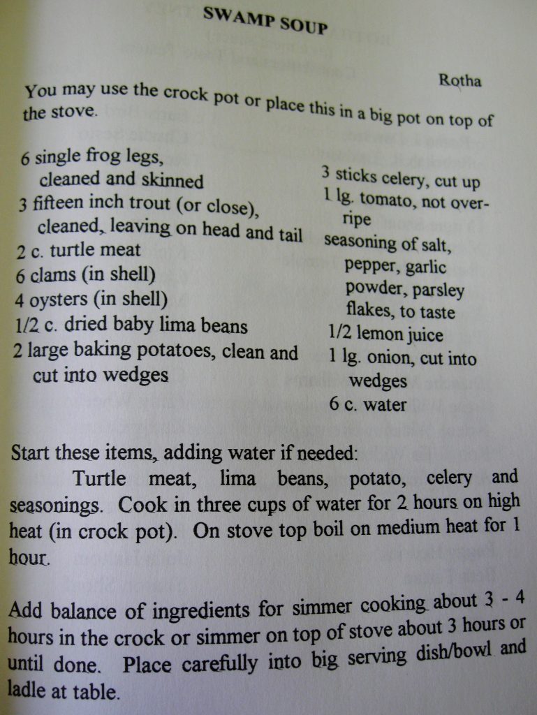 Swamp Soup-Red's Cook Book