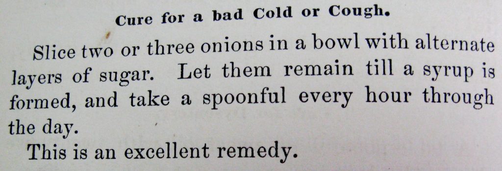 Cure for a Bad Cold or Cough - The Young Housewife's Counselor and Friend