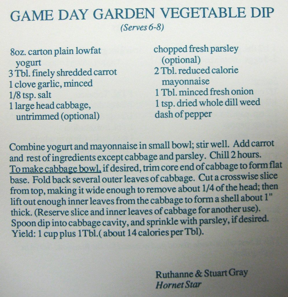 USE Game Day Garden Vegetable Dip - Hornets Homecooking