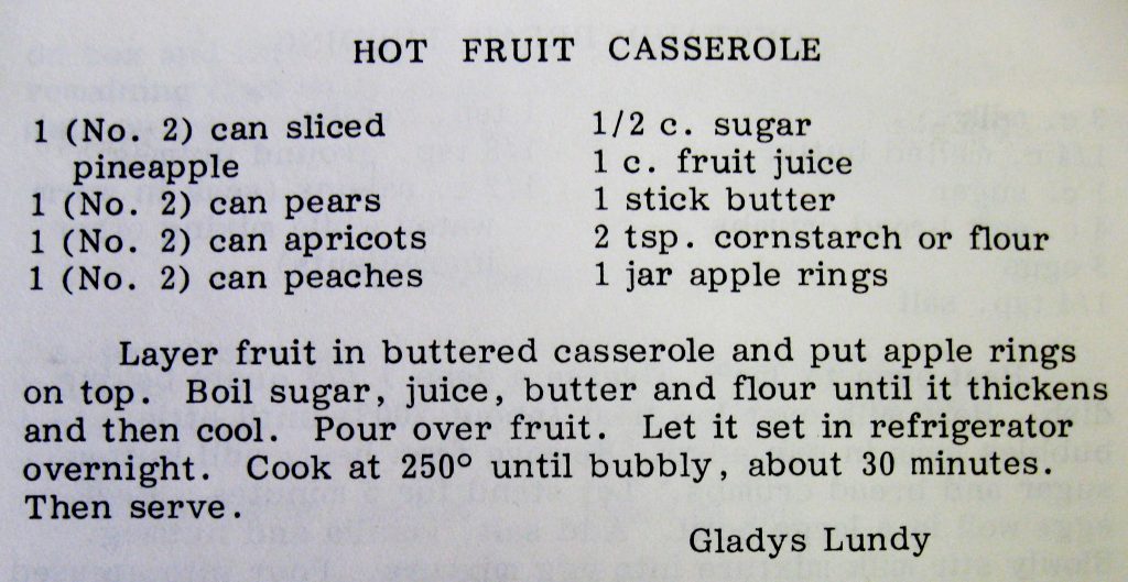 Hot Fruit Casserole - What's Cookin' in 1822