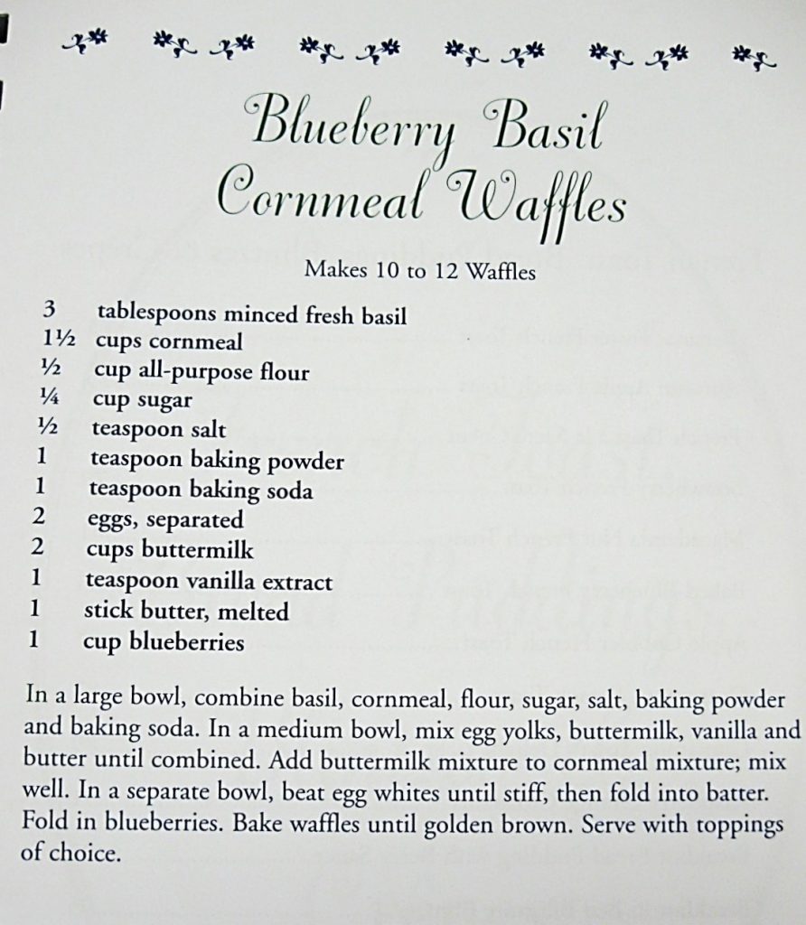 Blueberry Basil Cornmeal Waffles - North Carolina Bed & Breakfast Cookbook