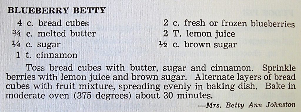 Blueberry betty - Historic Moores Creek Cook Book