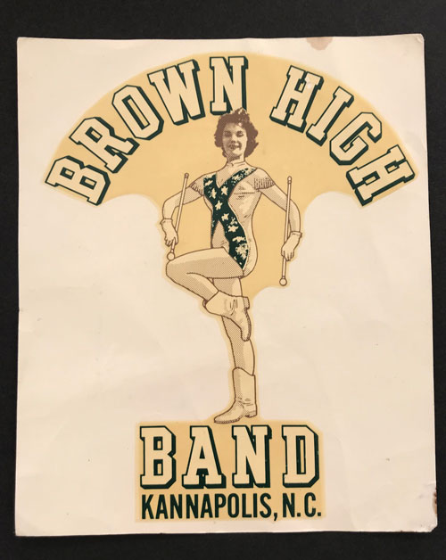 Decal for A.L. Brown High School in Kannapolis. Includes majorette.