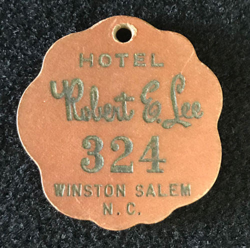 Key fob for Hotel Robert E. Lee in Winston-Salem