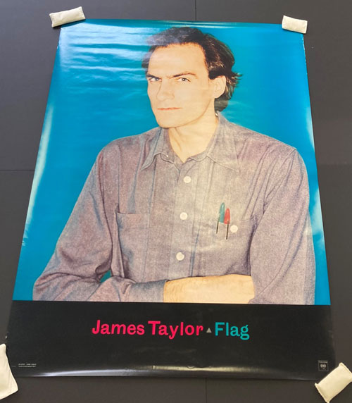 Poster with an image of James Taylor and the words James Taylor Flag