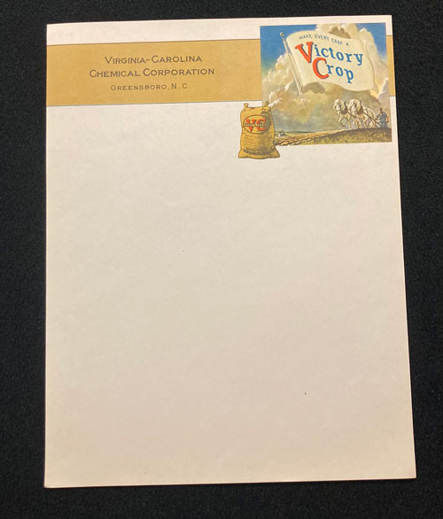 Full sheet of stationery with letterhead for Virginia-Carolina Chemical Corporation