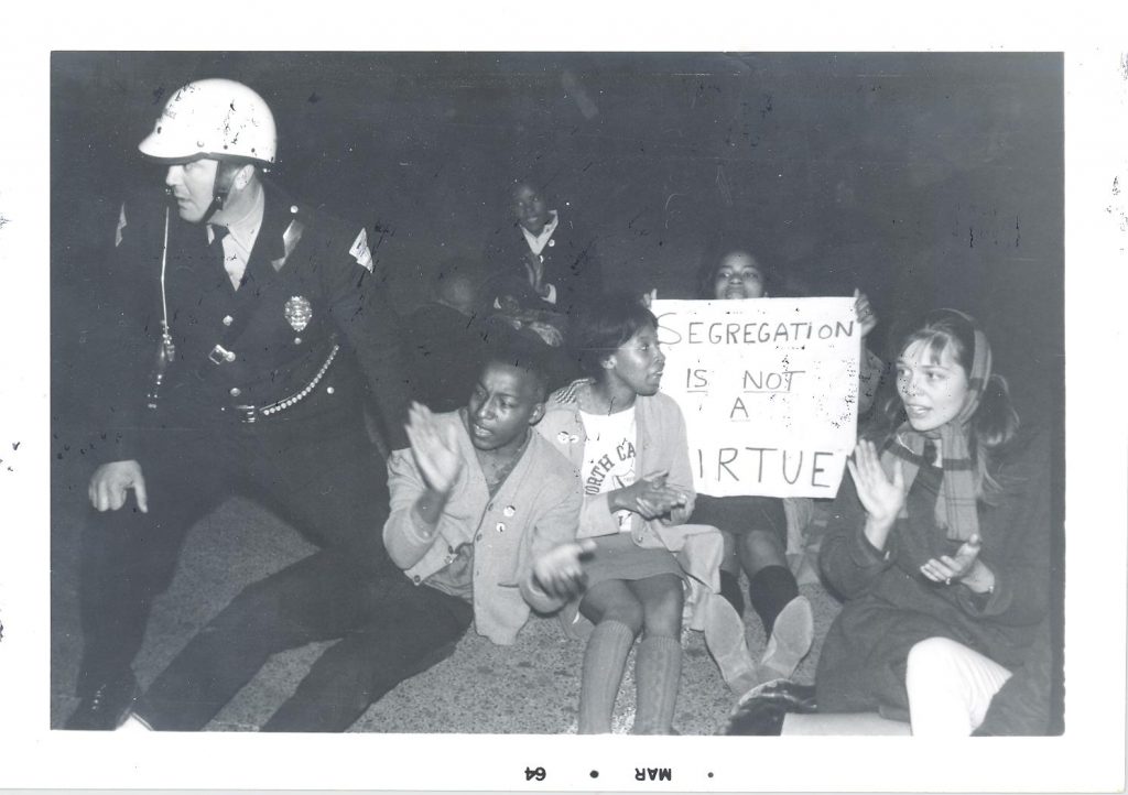 Protestors outside of North Carolina Coffee Shop. February 10, 1964