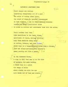 A later, typed draft of Stephenson's poem, "Gathering Scattered Corn"