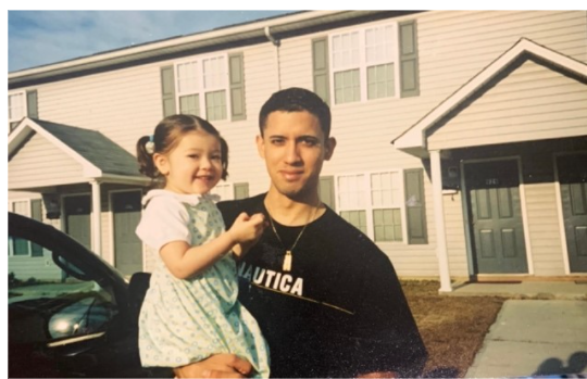 Angelique and her dad, Fort Bragg, Fayetteville, NC (2001)