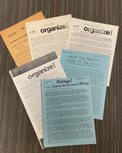 Image of copies of the Revolution Organizing Committee's newsletter, from the Greensboro Civil Rights Fund Records, Southern Historical Collection.