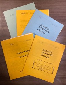 Image of copies of the Granite Workers Update newsletter from the Greensboro Civil Rights Fund Records, Southern Historical Collection.