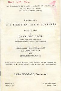 The Light in the Wilderness Premier Program, p. 1