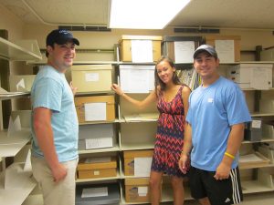 UNC Class of 2013 officers place time capsule in the University Archives vault