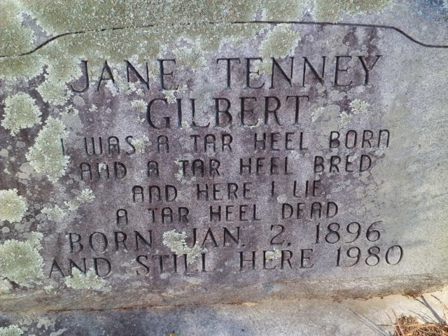 Jane Tenney Gilbert's spirited epitaph. 
