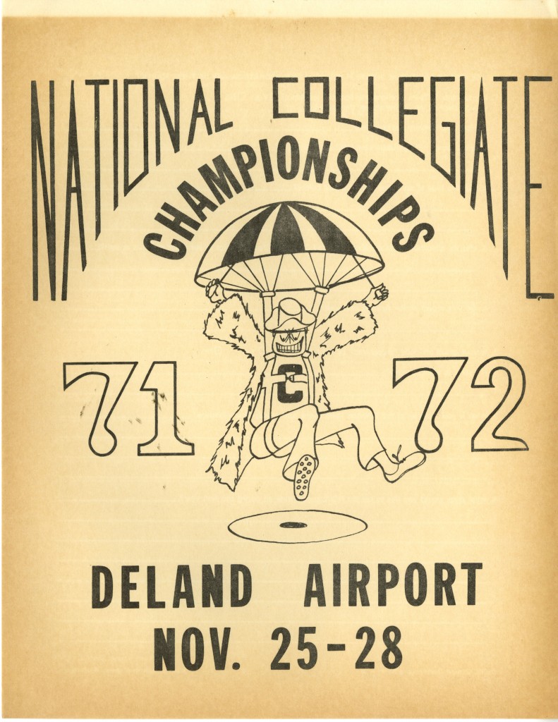 Flyer for the 1971-1972 National Collegiate Parachuting Championships. From the Records of the UNC Parachute Club (#40390), University Archives.