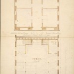 Plan for the addition to the north ends of Old West and Old East, from the Alexander Jackson Davis Collection II, Avery Architectural and Fine Arts Libary, Columbia University.