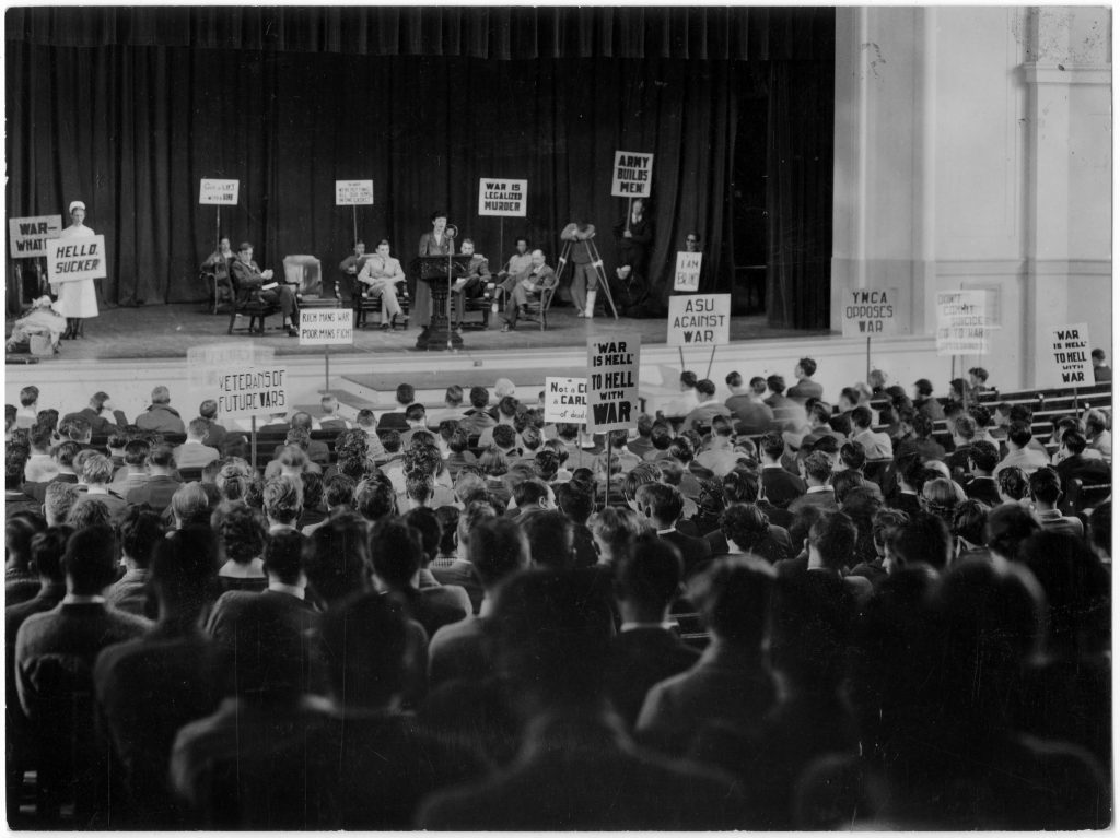 Anti-war rally at Memorial Hall, ca. 1936. P004.