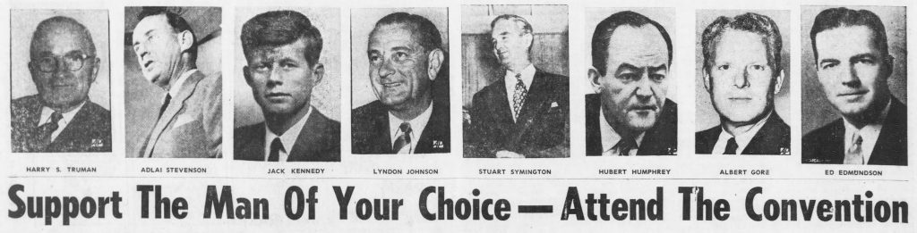 The Mock Convention candidates. The Daily Tar Heel, April 29, 1960.