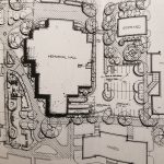 Close up of a drawn map of Memorial Hall.